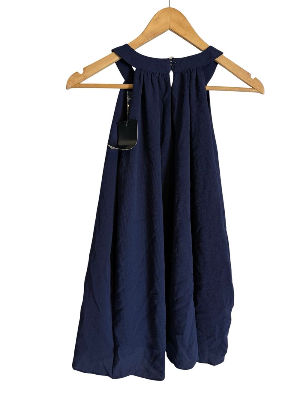 Adrienne Vittadini Navy Blue Sleeveless Halter Neck Flowy Tank Top Size Small